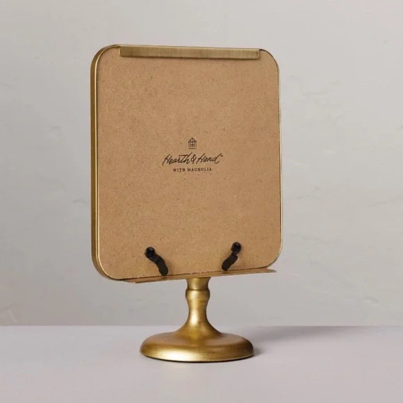 Brass Pedestal Picture Frame Antique Finish - Hearth & Hand with Magnolia NEW - Picture 3 of 5